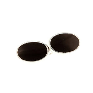 Black Onyx And .925 Sterling SilverOval Chain Link Cufflinks by Elizabeth Parker