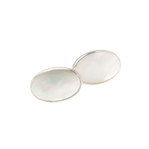 White Mother Of Pearl and .925 Sterling SilverDouble Oval Chain Link Cufflinks