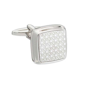 Diagonal Grid Soft Square Silver Cufflinks by Elizabeth Parker