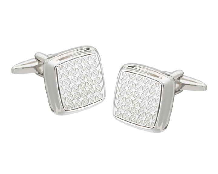 Diagonal Grid Square Cufflinks