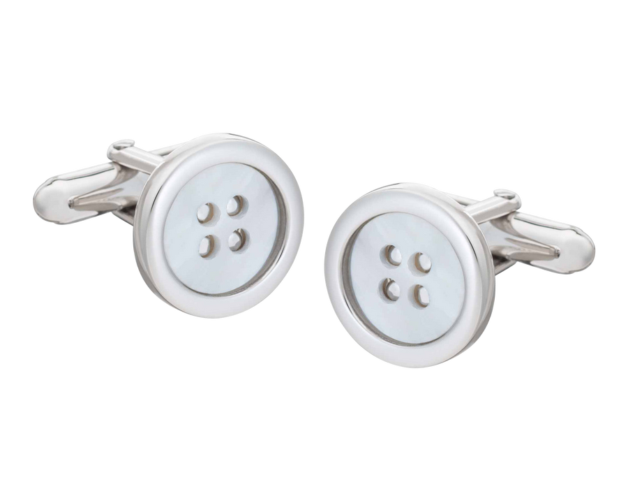 925 Sterling Silver and Mother of Pearl Button Cufflinks