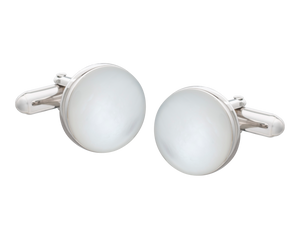 925 Sterling Silver Mother of Pearl Full Moon Cufflinks