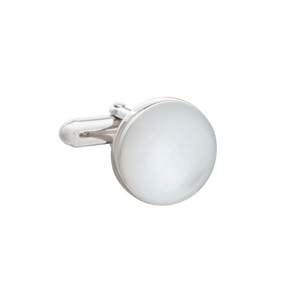 .925 Sterling SilverRound Mother Of Pearl Full Moon Luxury Cufflinks By Elizabeth Parker