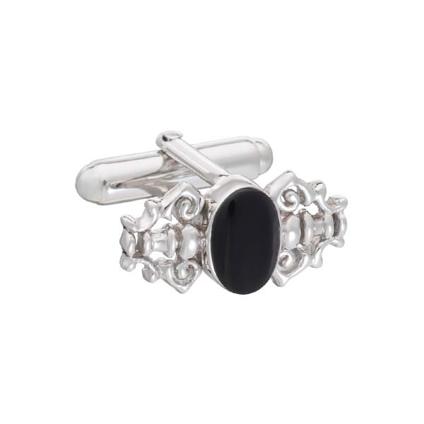 Fancy Black Onyx and .925 Sterling SilverLuxury Cufflinks by Elizabeth Parker