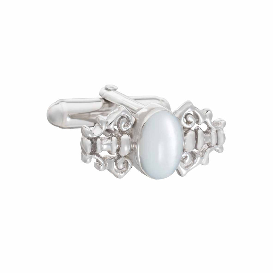 Fancy Mother of Pearl and .925 Sterling Silver Cufflinks by Elizabeth Parker