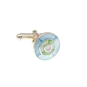 Blue, Green And Pink Mother Of Pearl And .925 Solid SilvBlue, Green And Pink Mother Of Pearl And .925 Sterling SilverTarget Cufflinks by Elizabeth Parker England