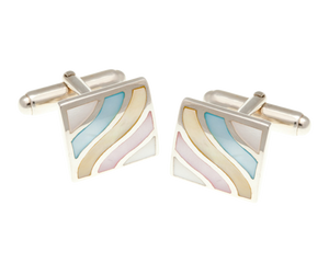 925 Sterling Silver Subtle Wave Mother Of Pearl Cufflinks