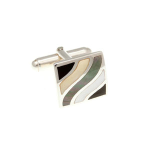 Subtle Wave Semi Precious Stone And .925 Sterling Silver Cufflinks by Elizabeth Parker England