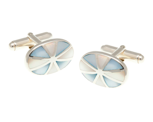 925 Sterling Silver Sunray Mother of Pearl Cufflinks