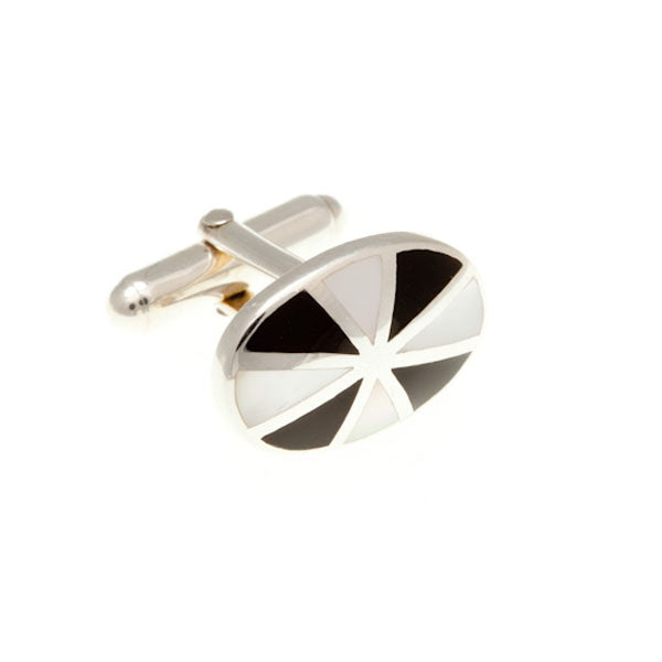 Sunray Cufflinks in .925 Sterling SilverMother of Pearl And Black Onyx by Elizabeth Parker