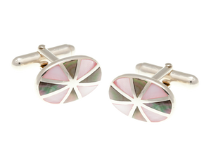 925 Sterling Silver Sunray Mother of Pearl Cufflinks