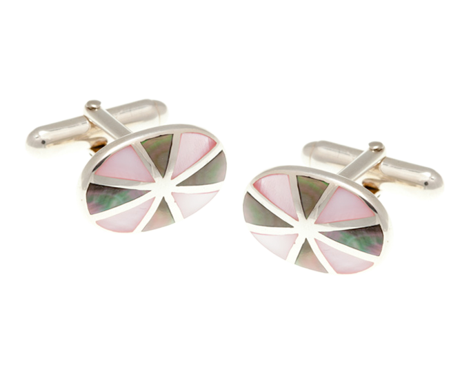 925 Sterling Silver Sunray Mother of Pearl Cufflinks