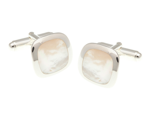 925 Sterling Silver Mother of Pearl Soft Square Cufflinks