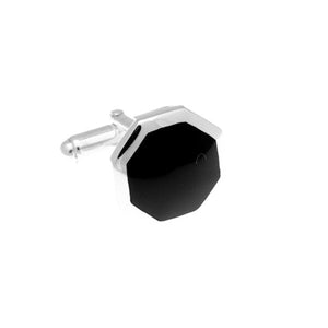 Octagonal Black Onyx And .925 Sterling Silver Cufflinks by Elizabeth Parker England