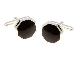 Octagonal 925 Sterling Silver Onyx Cufflinks