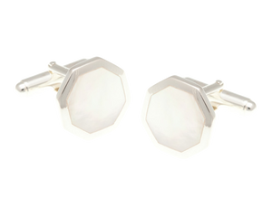 Octagonal 925 Sterling Silver Mother Of Pearl Cufflinks