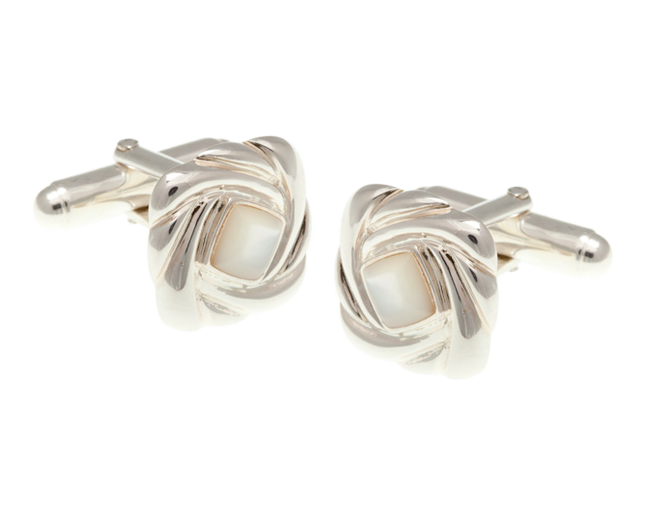 925 Sterling Silver Mother of Pearl Swirl Cufflinks