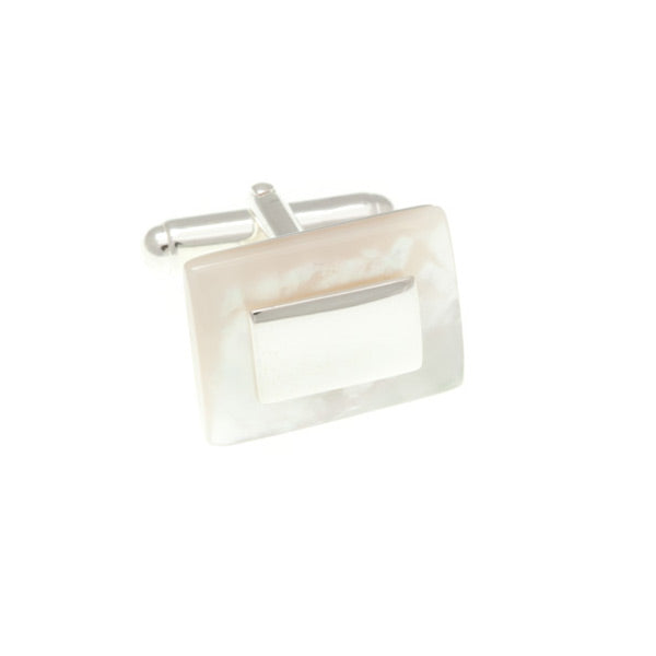 Mother Of Pearl and .925 Sterling SilverRectangular Cufflinks by Elizabeth Parker England