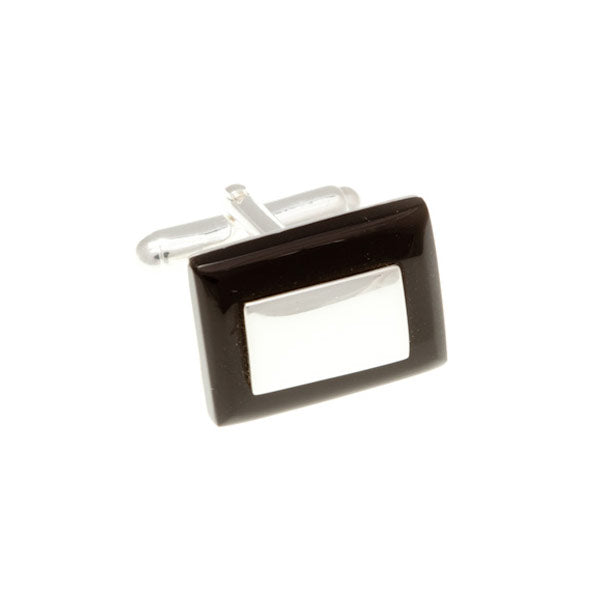 .925 Sterling SilverAnd Black Onyx Rectangular Cufflinks by Elizabeth Parker England