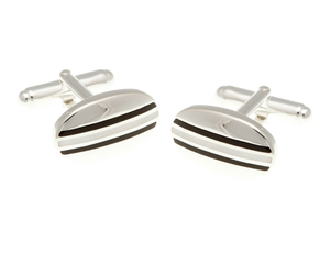 925 Sterling Silver Striped Mother of pearl Onyx Cufflinks