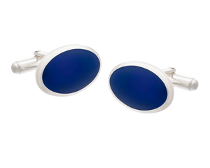 Timeless Classic Oval 925 Sterling Silver Lapis Lazuli Cufflinks