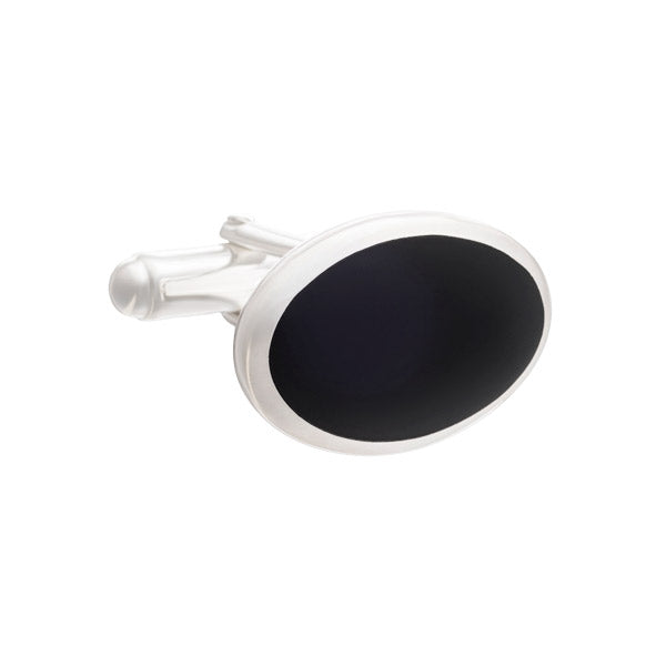 Timeless Classic Oval Cufflinks in .925 sterling silver and Black Onyx by Elizabeth Parker