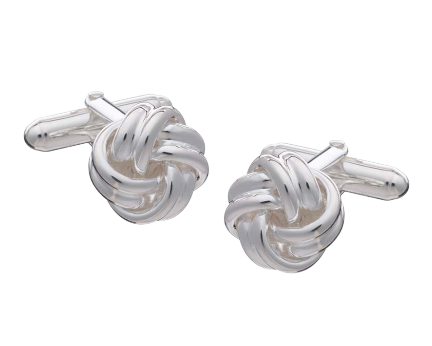 925 Sterling Silver Classic Ribbon Weave Knot Cufflinks